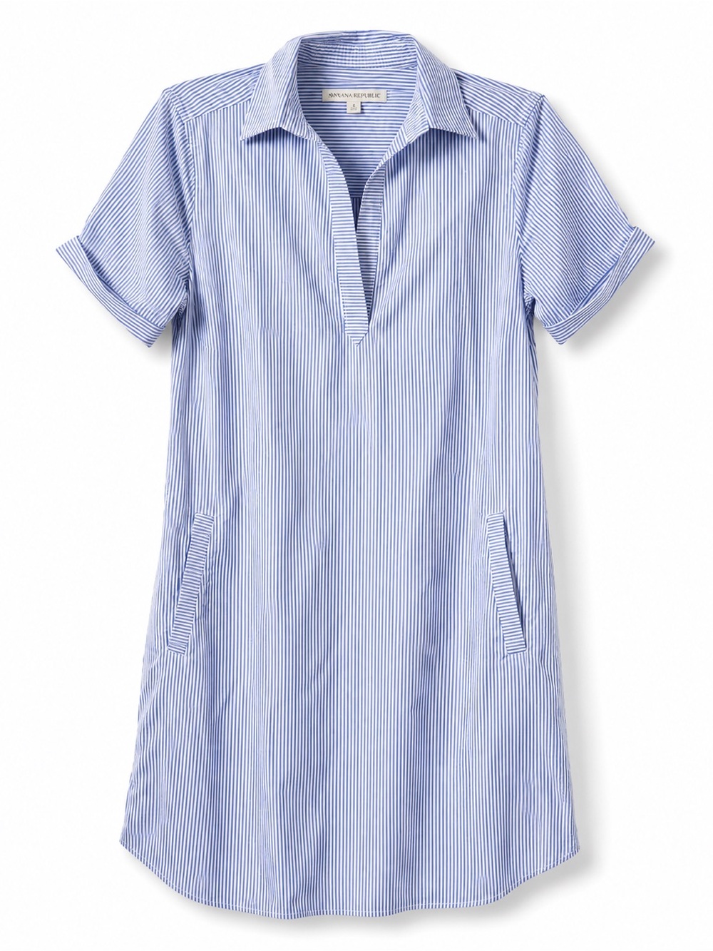 Southern Tide Blue and White Striped Mini Shirt Dress - Picture 1 of 2